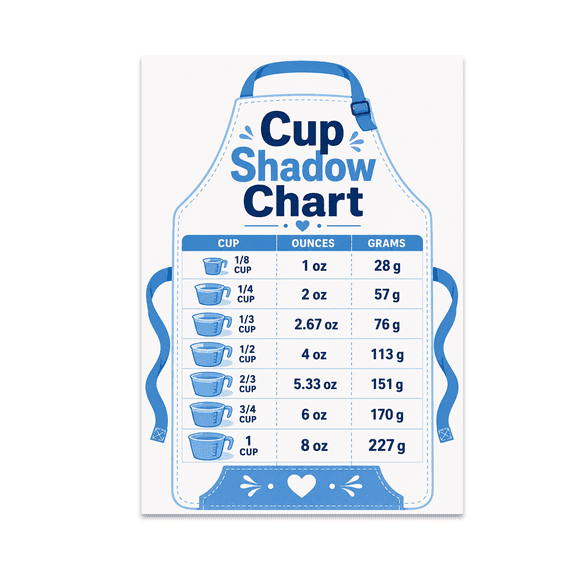 Cup Weight Conversion Chart - Kitchen Enthusiast - 13x19 Poster Print