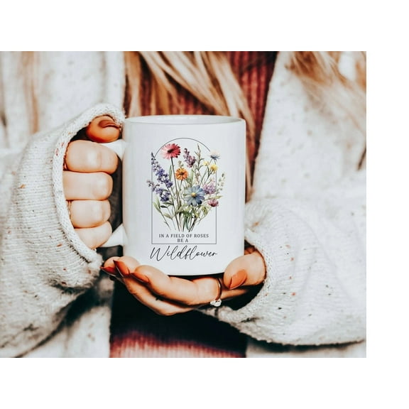 Cup Wildflower Farmhouse Tableware Wildflower Mug Cottagecore Cup Coffee Cup