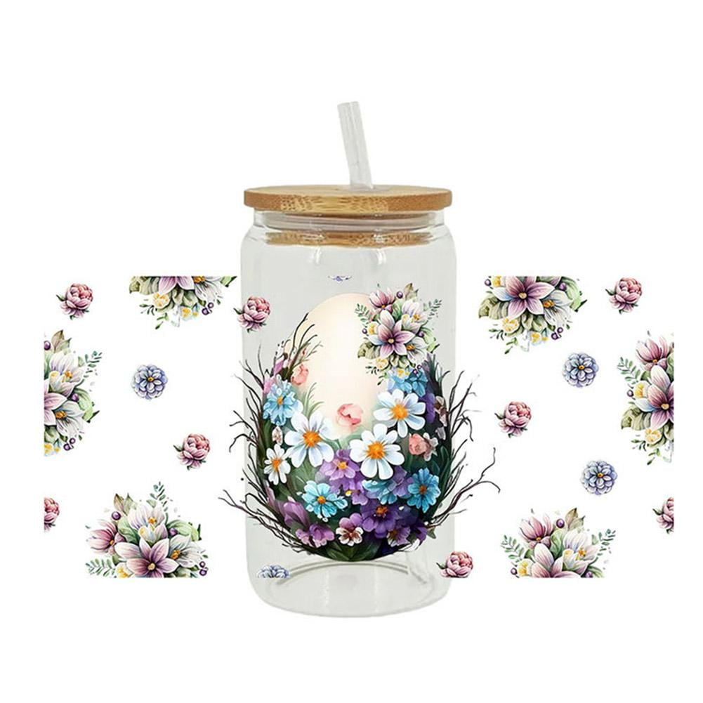 Cup Wrap, 1/6 Sheets UV DTF Transfer Sticker for 16 OZ Glass Cups, Save ...