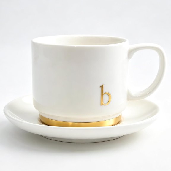Cup and , 12 oz Golden Initial B Cappuccino Cup