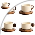 thumbnail image 1 of Cup and Saucer Set, Vintage-style Aesthetic Coffee Cup, Coffee Mug with Saucer, Tea Cup and Saucer Set, Ceramic Mug, 1 of 4