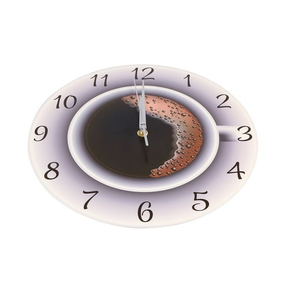 Cup of Coffee with Foam Decorative Silent Wall Clock Kitchen Decor Coffee Shop Wall Sign Timepiece Cafe Style Wall Watch