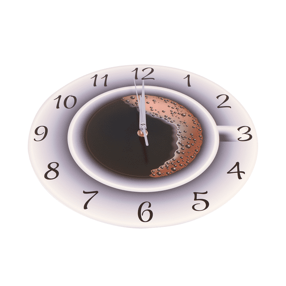 Cup of Coffee with Foam Decorative Silent Wall Clock Kitchen Decor Shop Sign Timepiece Cafe Style Watch