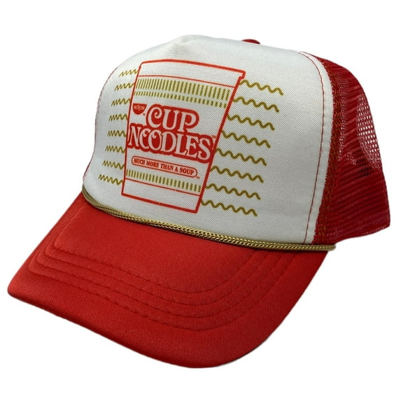 Cup of Noodles Nissin Men's Officially Licensed Retro Foam Trucker Hat Cap (Red)