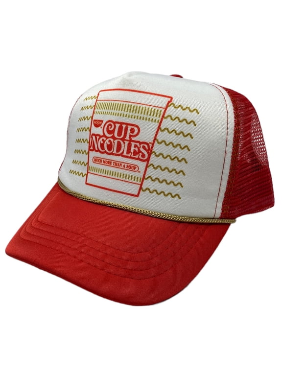 Cup of Noodles Nissin Men's Officially Licensed Retro Foam Trucker Hat Cap (Red)
