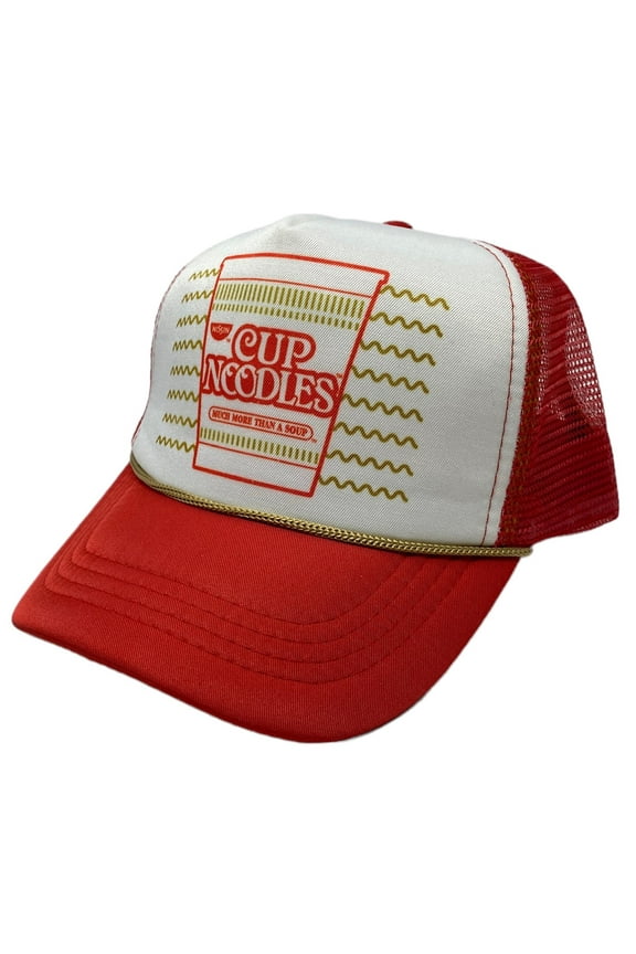 Cup of Noodles Nissin Men's Officially Licensed Retro Foam Trucker Hat Cap (Red)