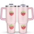thumbnail image 1 of Cup with Handle and Straws 40 oz Stainless Steel Strawberry Travel Cup Birthday Present for Women Girls Daughter Mom Gifts for Him/Her Water Bottle, 1 of 7