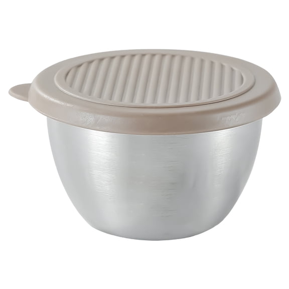 Cup with Lid, 2.7 Ounce Stainless Steel Reusable Containers, Leak Proof Silicone Lids, Small Condiment Cups for Picnics, Travel, Preparation, Khaki, Makeup Organizers