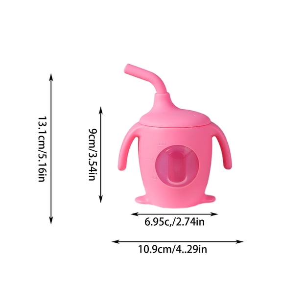 Cup with Straw Silicone Children's Straw Cup with Handle, Baby Learning Drink Cup, Food Grade Baby Water Cup