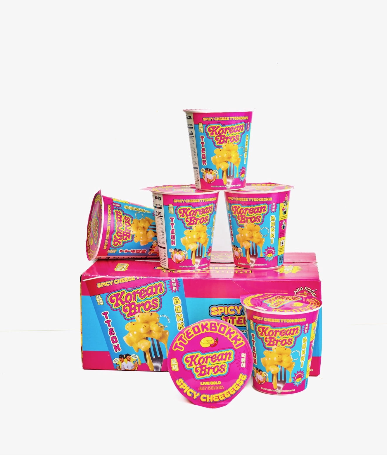 Korean Bros Spicy Cheese Tteokbokki Cups 6pk, Ready in Minutes