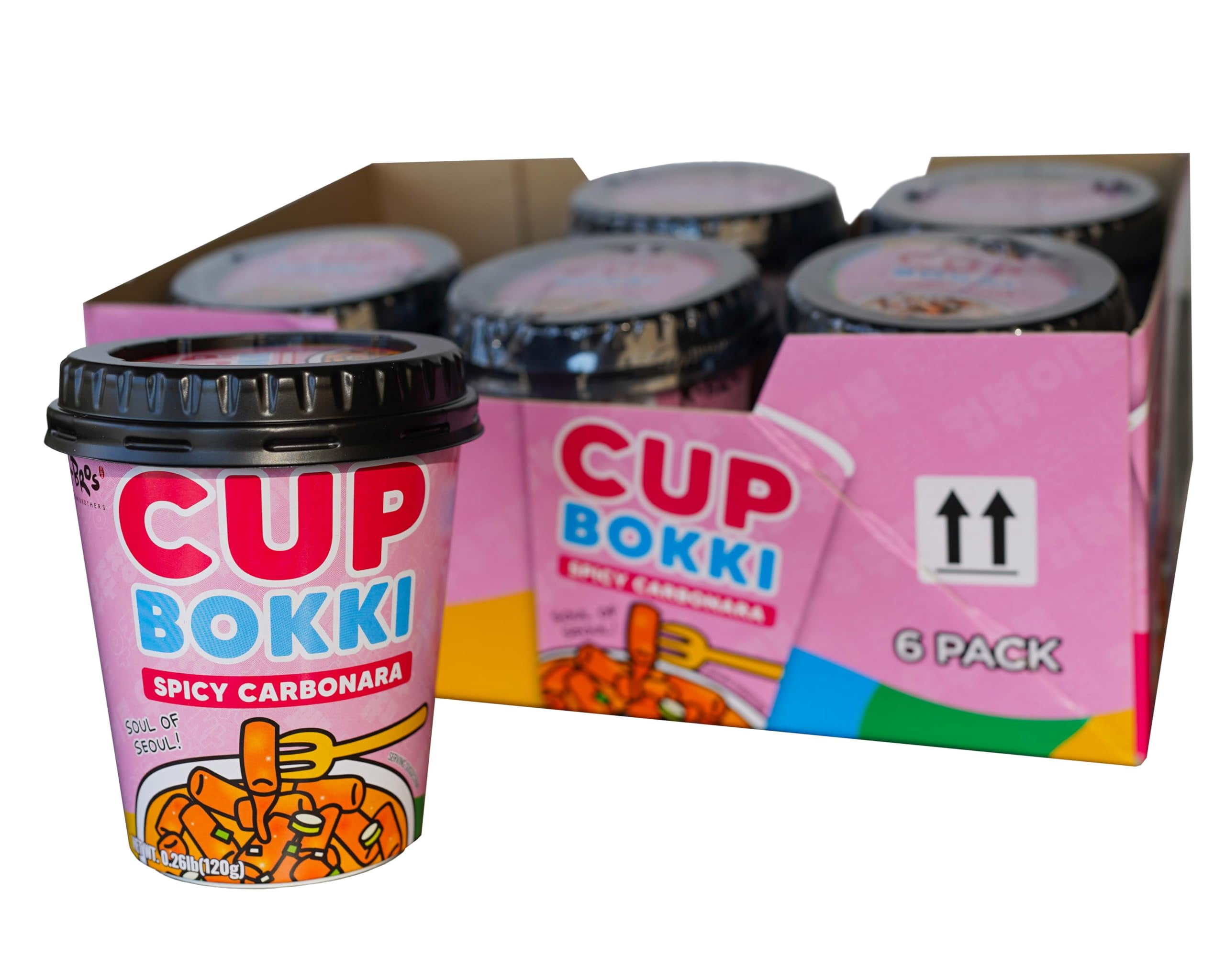 CupBokki Korean Tteokbokki Rice MMF7 Cakes, Spicy Carbonara Flavor, 6