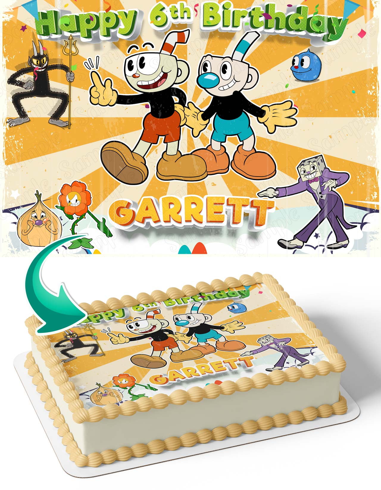CupHead Series TV Edible Image Cake Topper Personalized Birthday Sheet ...