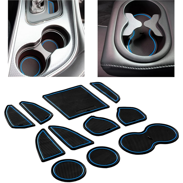CupHolderHero for Dodge Challenger Accessories 2015-2022 Premium Custom  Interior Non-Slip Anti Dust Cup Holder Inserts, Center Console Liner Mats,  Door Pocket Liners 11-pc Set (Blue Trim) 