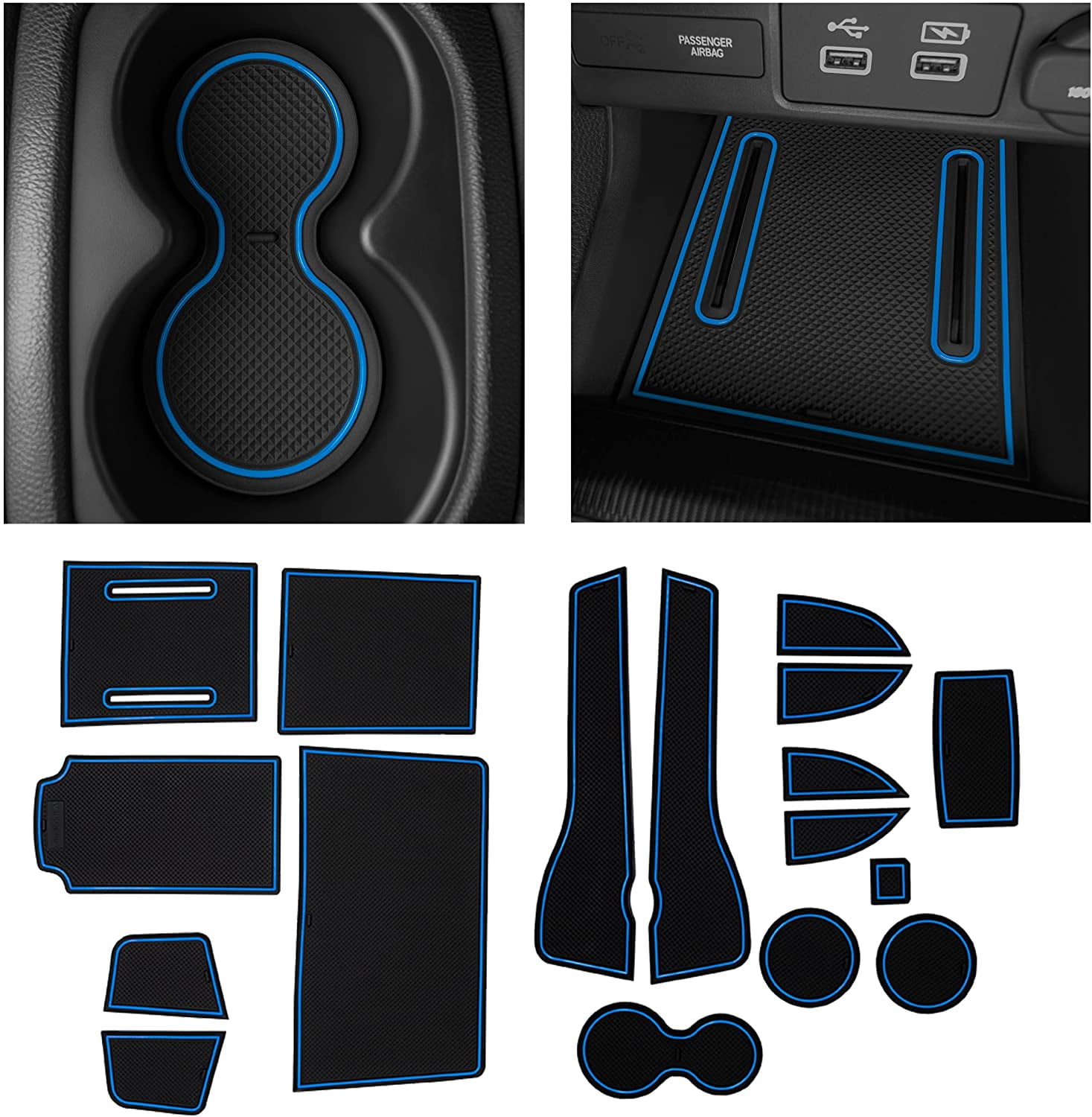 CupHolderHero Set Inserti Per Honda Civic 2016-2022 - 21 Pezzi Antiscivolo Per Portabicchieri, Console E Tasche Portiera