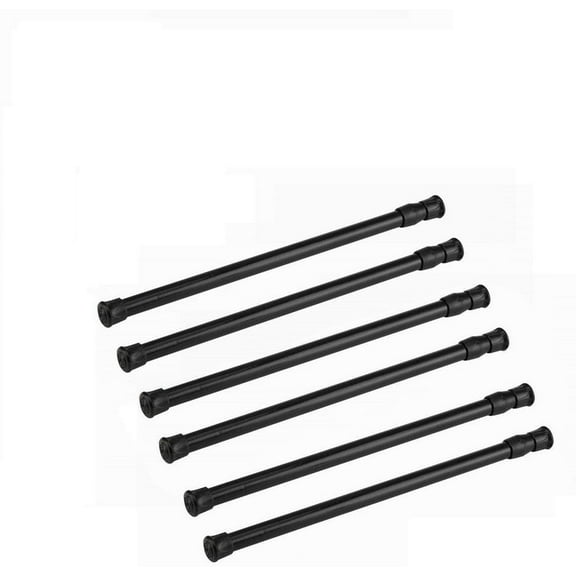 Cupboard Bars Tension Rods, 6 Pack Spring Tensions Rods Steel Adjustable Tension Curtain Rod Closet Rod Window Rods (Black, 11.8-20 Inches)
