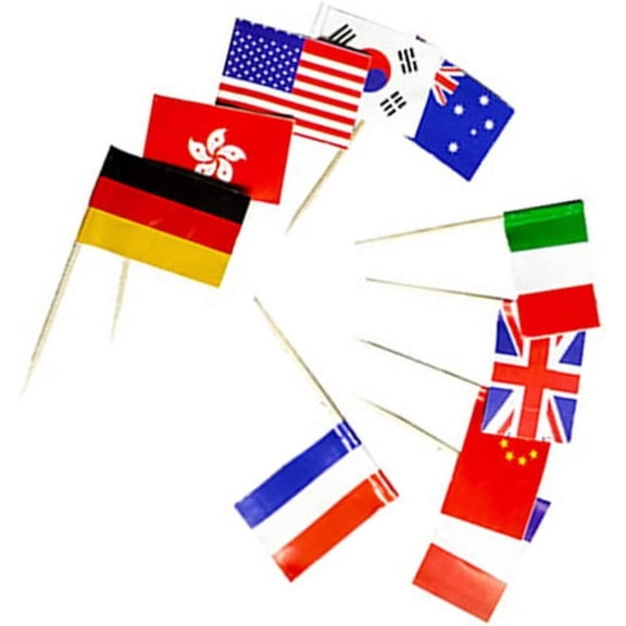 Cupcake 100pcs Assorted Different Countries Toothpick Flag- Vivid Double Sided Print& Smooth Pick- Party Decoration Cocktail Fruit Stick Cupcakes Toppers American Flags American Flags