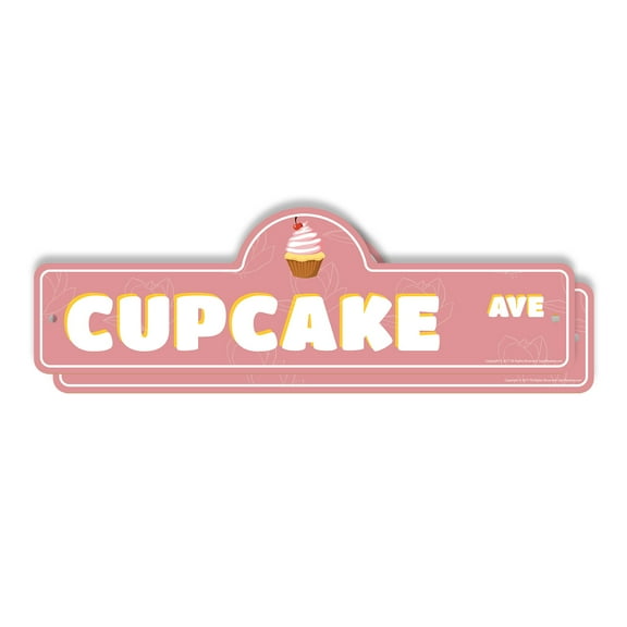 Cupcake (2 Pack) Plastic Street Sign - 6 Inch X 18 Inch Gift Dessert Food Sweet Treat Frosting Party Birthday Snack Decor Fun Bakery