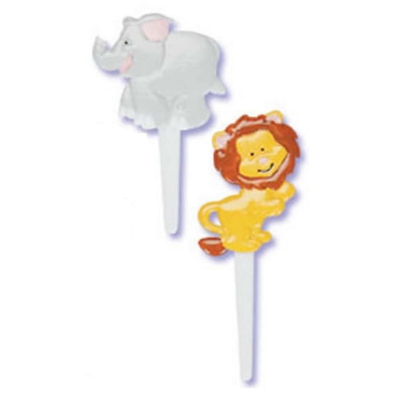 Cupcake 24-Pack Safari Jungle Animals Pick Decorative Cake Toppers Lion Elephant Birthday