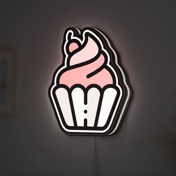 Cupcake 3D Novelty Light Box, Pastry Dessert Wall Decor, Lighted Sign, Ideal for Kitchen Or Bakery Fans (Width 20 inch, 50cm)