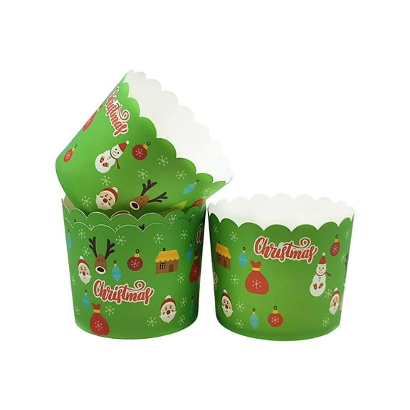 Cupcake Baking Cups, Paper Liners, 50 Pack, Oven Safe and Greaseproof Disposable Cups for Cupcakes, Muffins, Mini Cheesecakes, Home Baking and Party Desserts, Christmas Treats