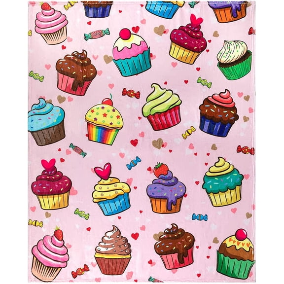 Cupcake Blanket, Adorable Cupcake Blanket for Girls, Boys, , and Children, 30x40in Fleece Blanket