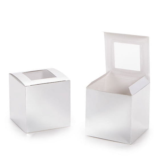 Cupcake Box with Window - Silver Foil - 3.5 inches - 12 pcs