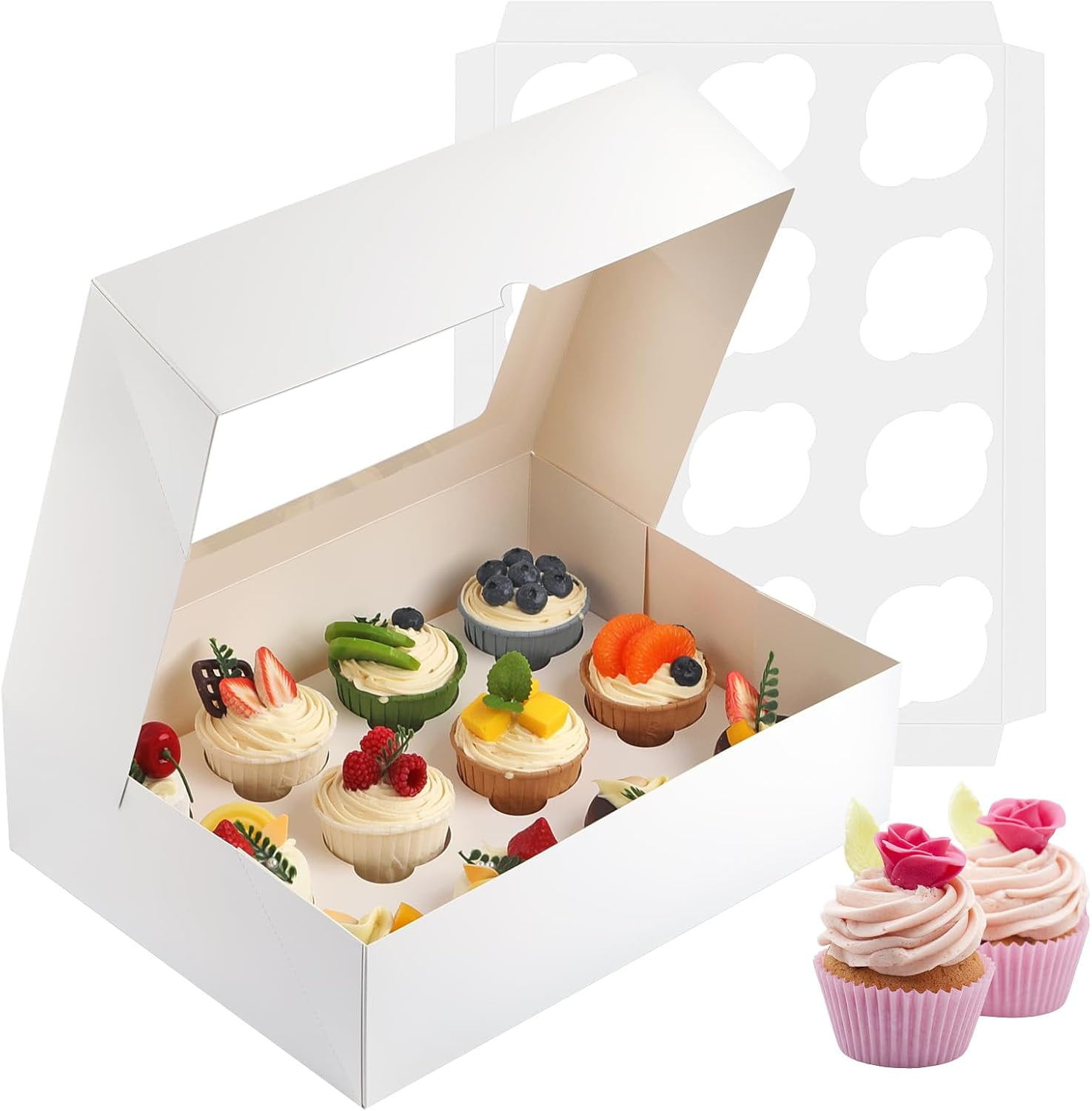 Cupcake Boxes, 2 Pack Disposable Cupcake Containers, Food Grade Cupcake