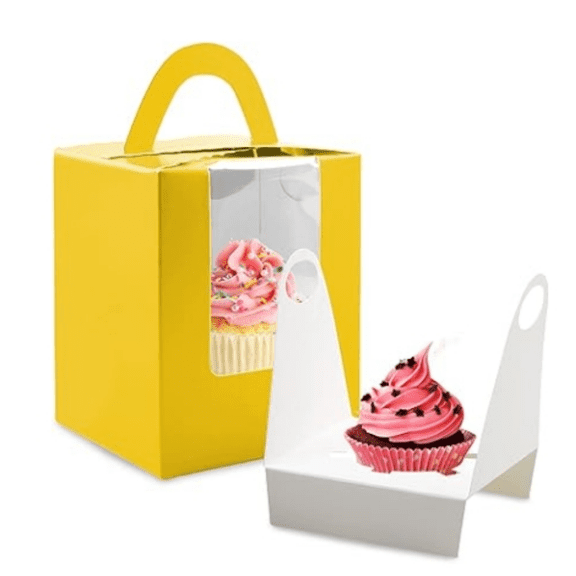 Cupcake Boxes, 30 Pack - Individual Clear Window Inserts, Handle - Muffin & Pastry Containers