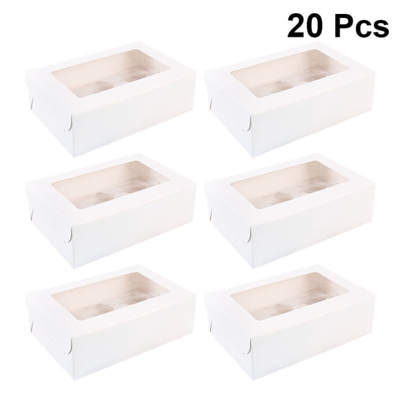 NIAIZEK 20pcs White Muffin Boxes for Party Supplies, Bakers, Cupcake Holders, Food Storage, Disposable Dessert Containers