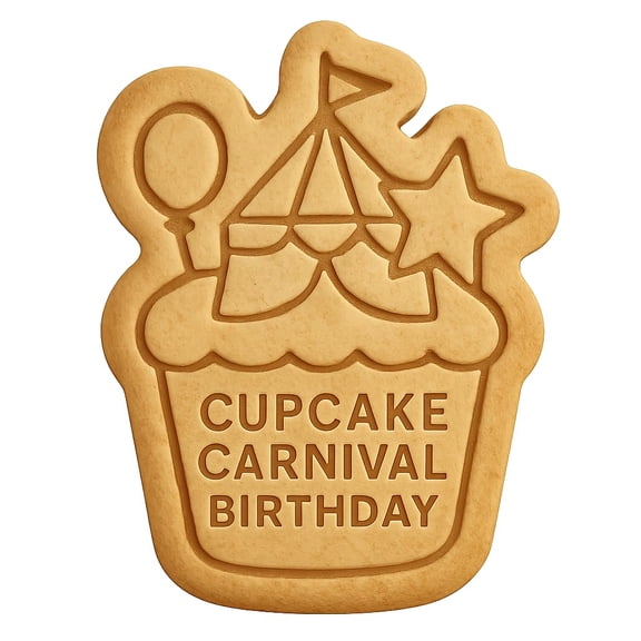 Cupcake Carnival Birthday Cookie Cutter & Stamp, Fondant & Clay - 3.2x4