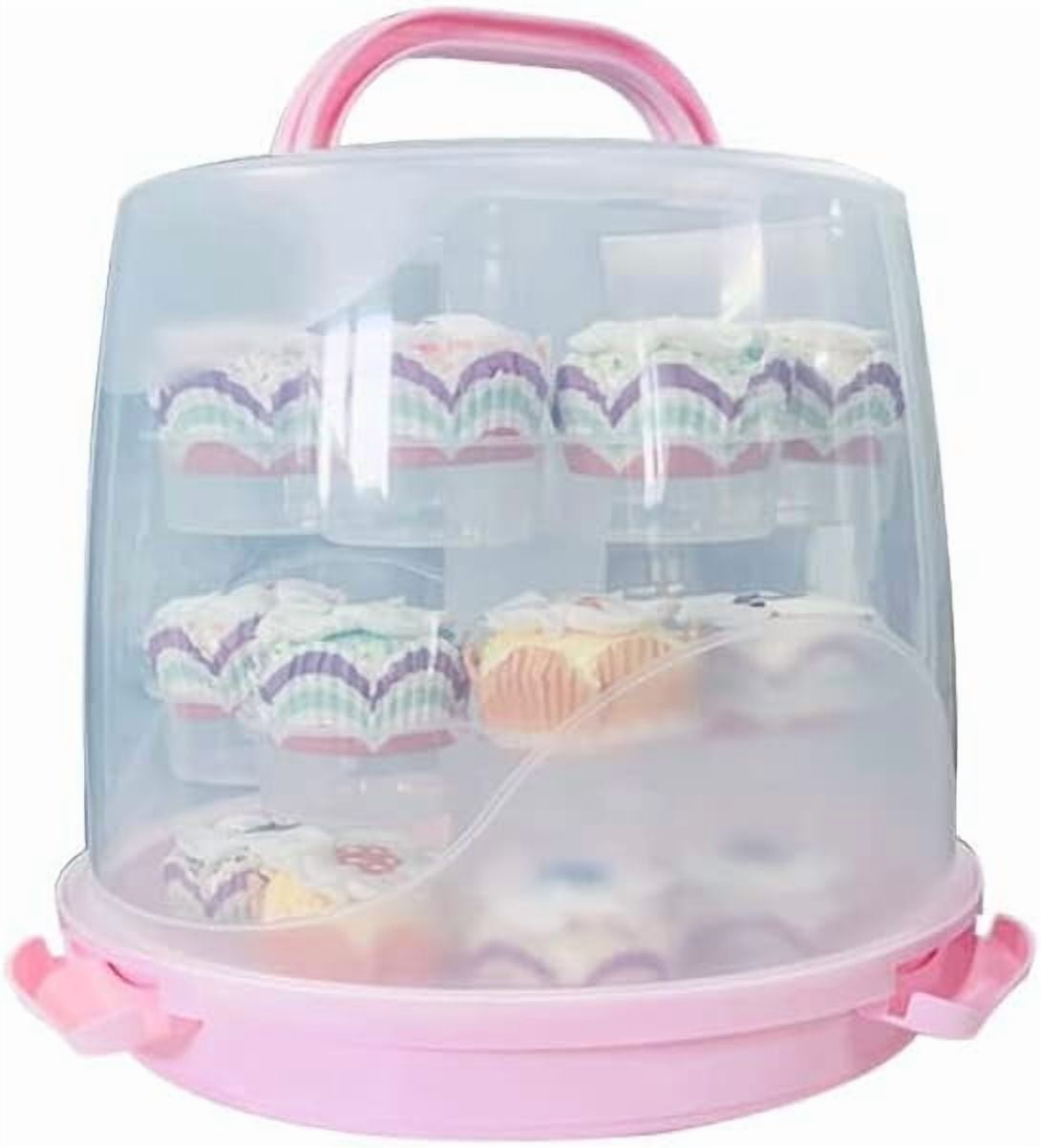Cupcake Carrier Box Holder - 24 Count Portable Individual Multi-Layer Dome Cake Cookies Pie Muffin Keeper Container with Locking Lid and Handle