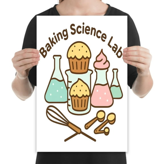 Cupcake Chemistry Art, 13x19 glossy poster for kitchen decor and bakery labs and creative studios