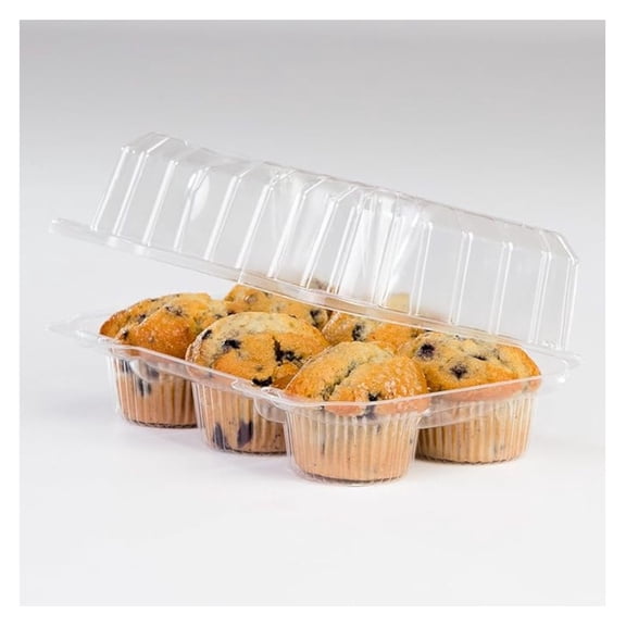 Cupcake Containers 6 Count - 350 Pack, Clear Plastic Muffin Containers with Hinged Lid, 2 1/8" Diameter, High Dome for Icing, Bakery & Home Use