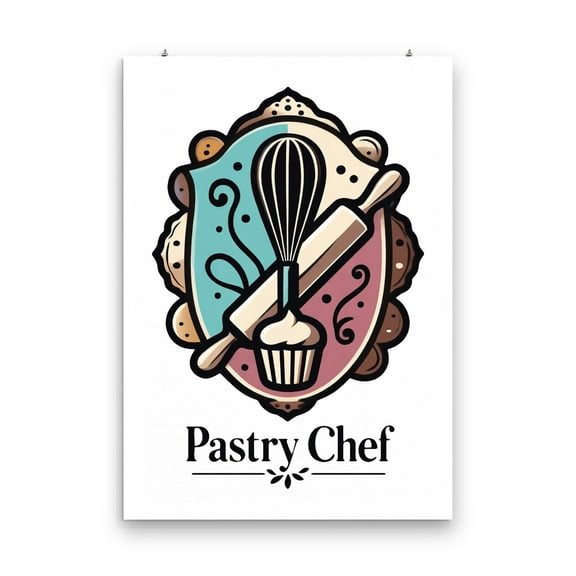 Cupcake Crest Poster - 13x19 - Wall Decor for Bakers