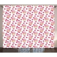 thumbnail image 1 of Ambesonne Cupcake Curtains 2 Panel Set, Doodle Style Strawberry, 108" x 96", Pale Pink Peach Pink, 1 of 3