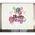 thumbnail image 1 of Cupcake Curtains 2 Panels Set, Happy Birthday Typography with Festive Balloons Party Kids Joyful Illustration, Window Drapes for Living Room Bedroom, 108W X 84L Inches, Multicolor, by Ambesonne, 1 of 3