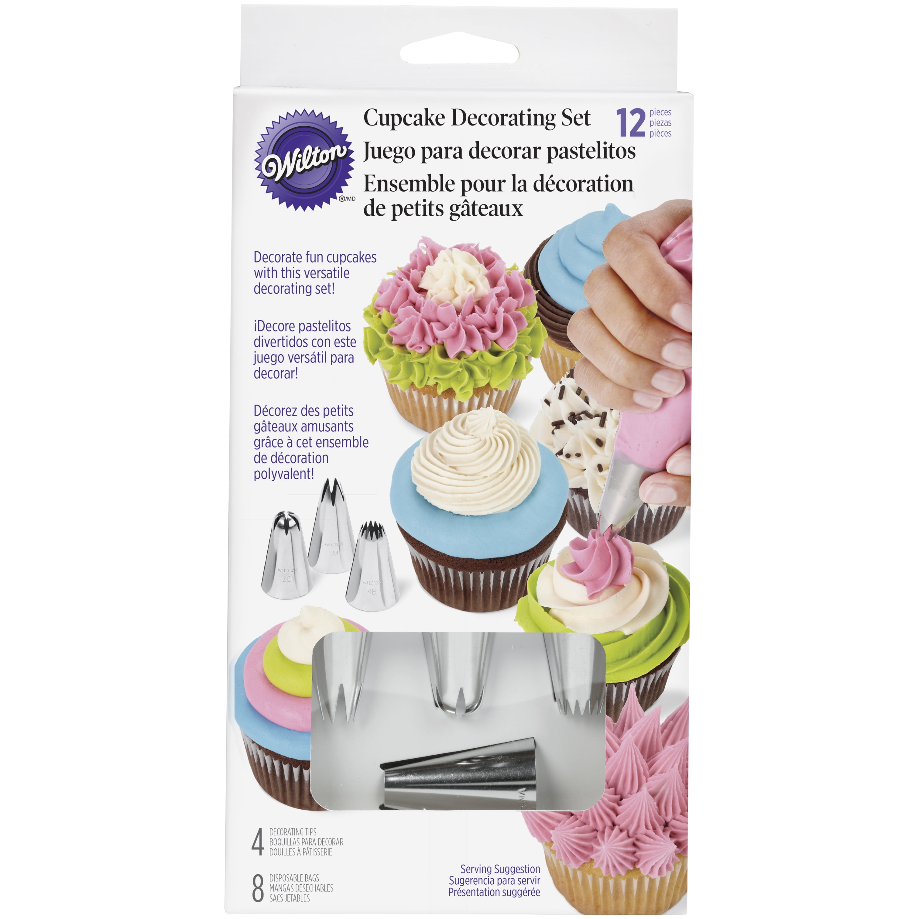 12-Piece Metal Icing Tips and Plastic Decorating Bags Set