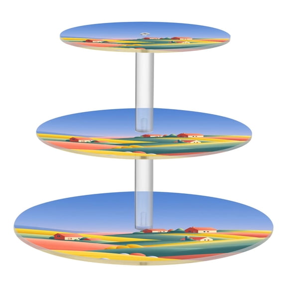 Cupcake Dessert Display Holder Tower Decorations For Party Wedding Birthday Anniversary Abstract Flat Landscape