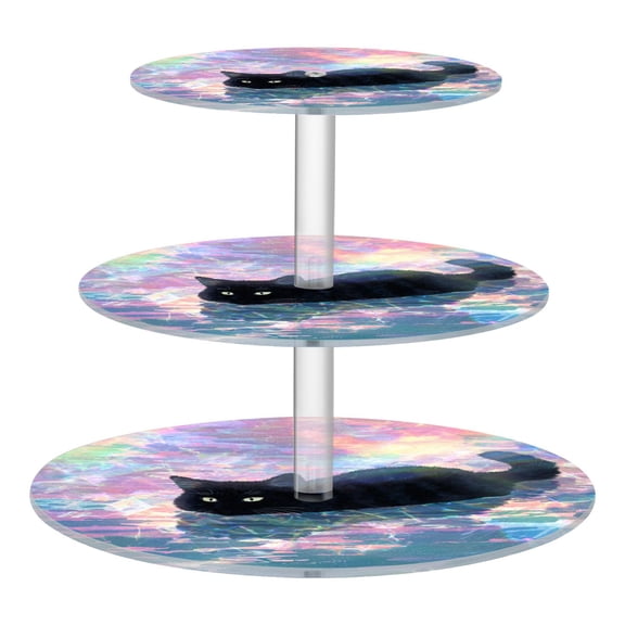 Cupcake Dessert Display Holder Tower Decorations For Party Wedding Birthday Anniversary Black Cat Swimming