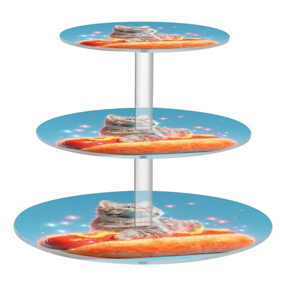 Cupcake Dessert Display Holder Tower Decorations For Party Wedding Birthday Anniversary Cat Sitting on Top Of Hot Dog