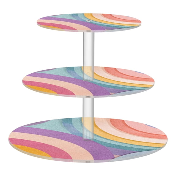 Cupcake Dessert Display Holder Tower Decorations For Party Wedding Birthday Anniversary Colorful Pastel Rainbow