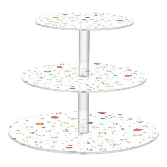 Cupcake Dessert Display Holder Tower Decorations For Party Wedding Birthday Anniversary Colorful Simple Shapes and Lines