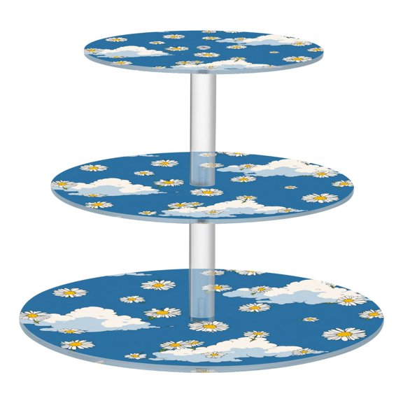 Cupcake Dessert Display Holder Tower Decorations For Party Wedding Birthday Anniversary Daisies and Clouds