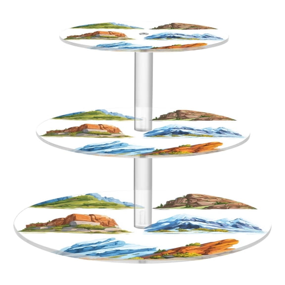 Cupcake Dessert Display Holder Tower Decorations For Party Wedding Birthday Anniversary Mountain Landscape