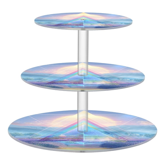 Cupcake Dessert Display Holder Tower Decorations For Party Wedding Birthday Anniversary Pastel Rainbow-colored
