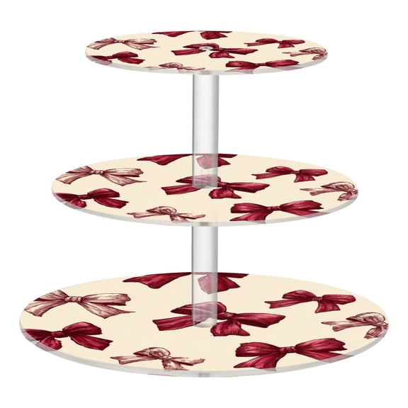 Cupcake Dessert Display Holder Tower Decorations For Party Wedding Birthday Anniversary Red Bows