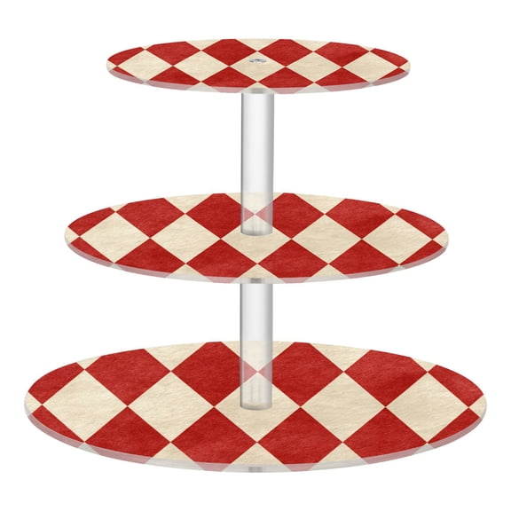 Cupcake Dessert Display Holder Tower Decorations For Party Wedding Birthday Anniversary Red&white Harlequin Pattern