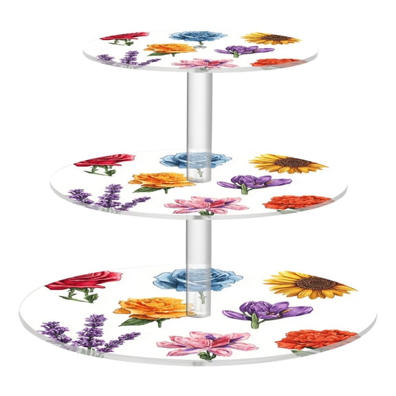 Cupcake Dessert Display Holder Tower Decorations For Party Wedding Birthday Anniversary Set Of Vector Flowers