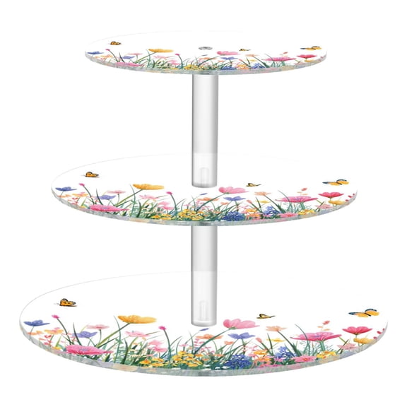 Cupcake Dessert Display Holder Tower Decorations For Party Wedding Birthday Anniversary Spring with Colorful Flowers