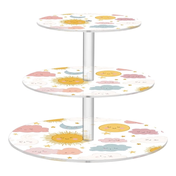 Cupcake Dessert Display Holder Tower Decorations For Party Wedding Birthday Anniversary Sun Clouds Sleeping Face